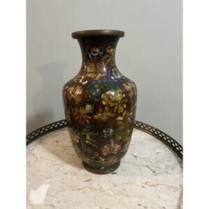 Vintage Chinese Cloisonné' 9 inch vase-Brass